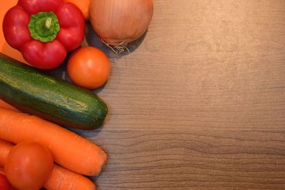 High angle view of vegetables on table