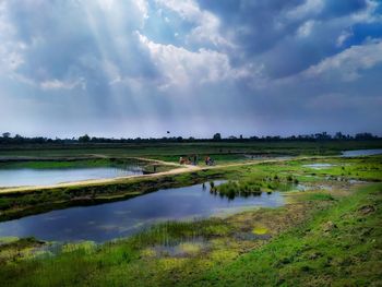 Scenic view of lake against sky