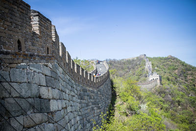 View of great wall of china against clear sky