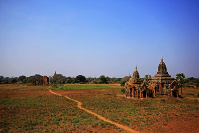 View of temple building against clear sky