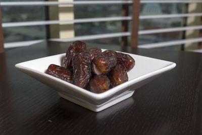 Close-up of food in plate on table