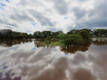 Scenic view of lake against sky