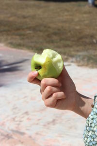 Close-up of hand holding apple