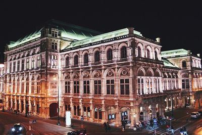 View of building in city at night