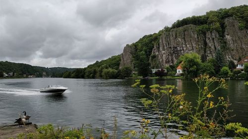 Scenic view of lake against sky