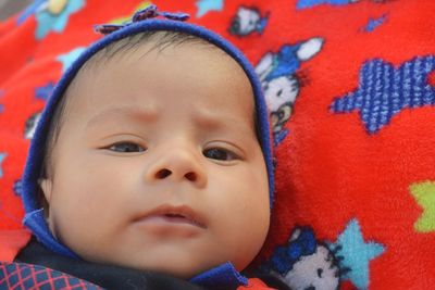 Close-up portrait of cute baby girl