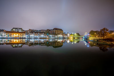 Trollhättan's town in the evening in winter