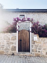 Closed door of building