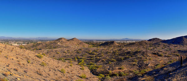 South mountain park preserve views pima canyon hiking trail, phoenix, southern arizona desert. usa