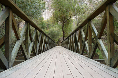 View of footbridge in forest