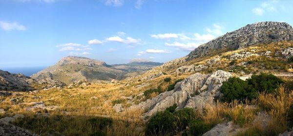 Scenic view of mountains against sky