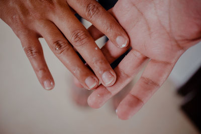 Close-up of couple hands