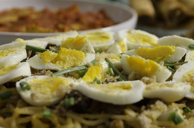High angle view of food in plate