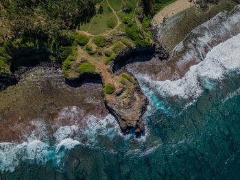 High angle view of sea