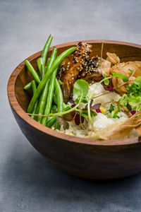 High angle view of salad in bowl