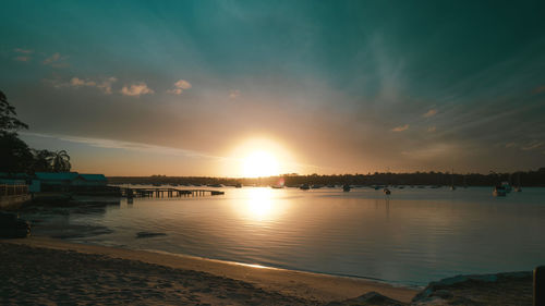 Scenic view of sea against sky during sunset