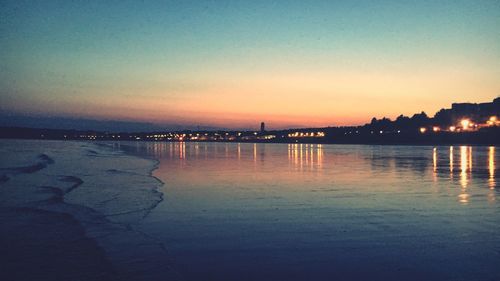 Scenic view of calm sea at sunset