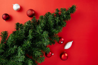 High angle view of christmas tree