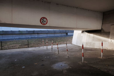 Road sign on parking lot