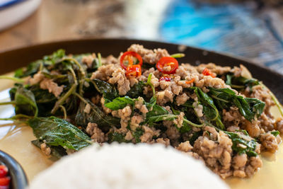 Close-up of food served in plate