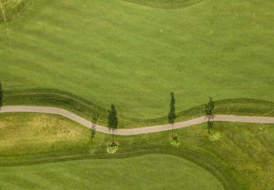 High angle view of golf course