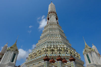 Low angle view of traditional building against blue sky