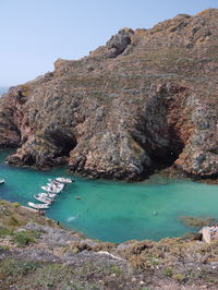 Scenic view of sea and mountains