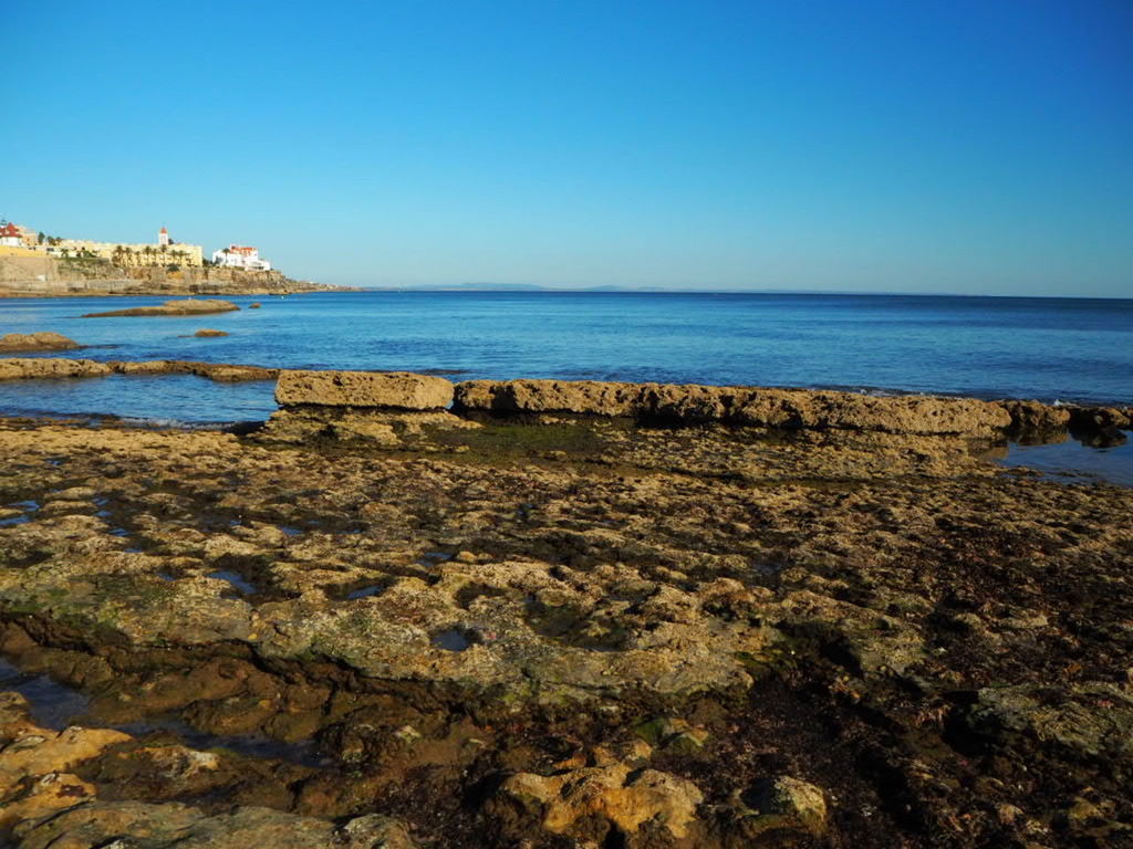 ROCKS ON BEACH AGAINST CLEAR SKY