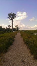 Road amidst field against sky