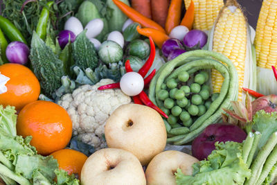 High angle view of fruits in basket