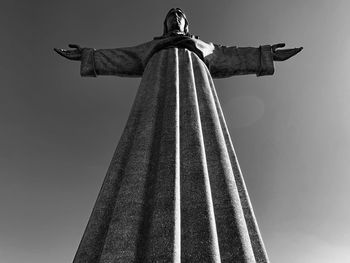 Low angle view of statue cristo del rey 