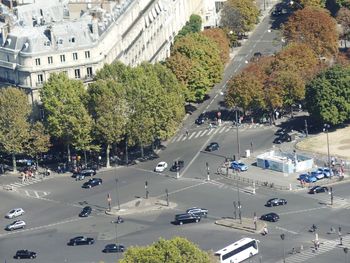 High angle view of traffic on city street