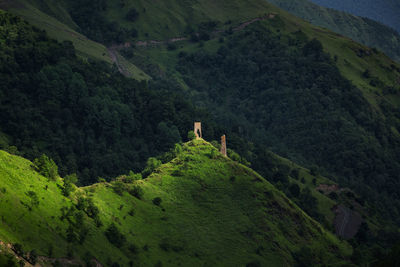 Aerial view of mountain ridge