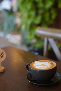 Close-up of coffee on table at cafe
