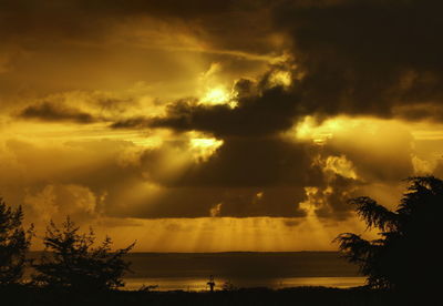 Scenic view of dramatic sky during sunset