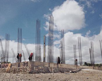 Panoramic view of construction site against sky