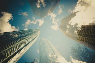 Low angle view of modern building against sky