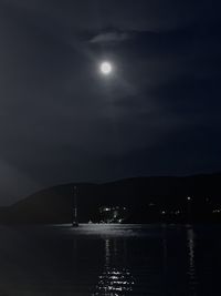 Scenic view of sea against sky at night