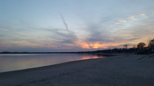 Scenic view of sea at sunset