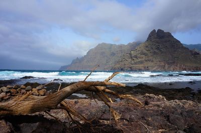 Scenic view of beach against sky