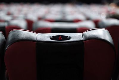 Close-up of empty seats on chair