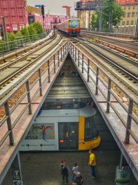 Railroad tracks in city