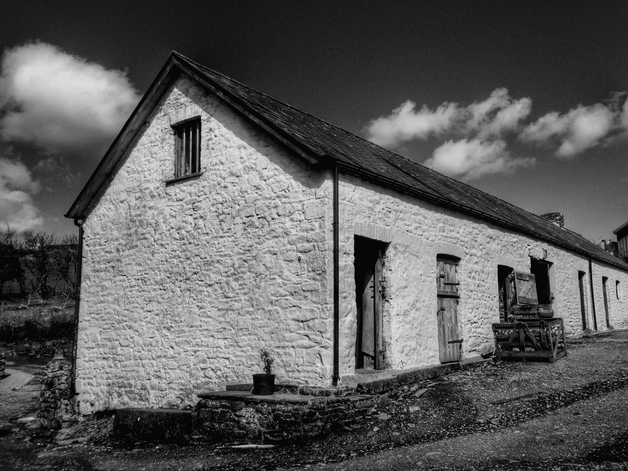 White washed building