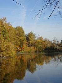 Scenic view of lake against sky