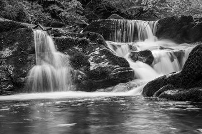 View of waterfall in forest