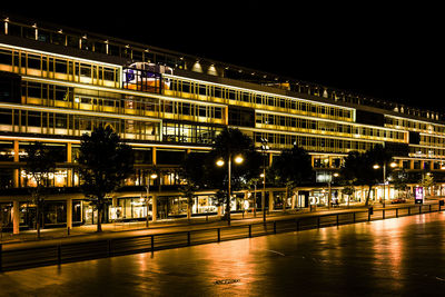 Illuminated buildings at night