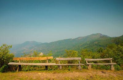 Scenic view of field against clear sky