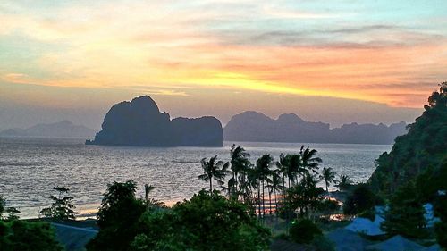 Scenic view of sea at sunset