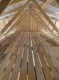 Low angle view of wooden ceiling