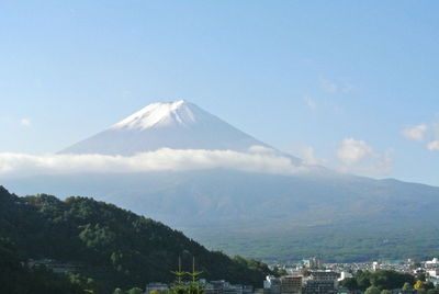 Scenic view of mountains against cloudy sky